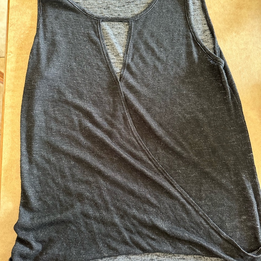 Velvet by Graham & Spencer Black Asymmetrical Cut Out Tank Top